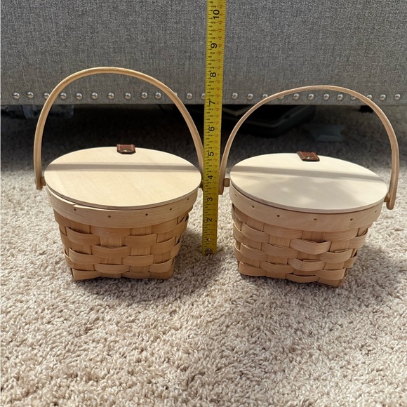 Set of 2 Natural Woven Baskets | Cute Home Decor or Crafting Baskets with Handle - Picture 6 of 11